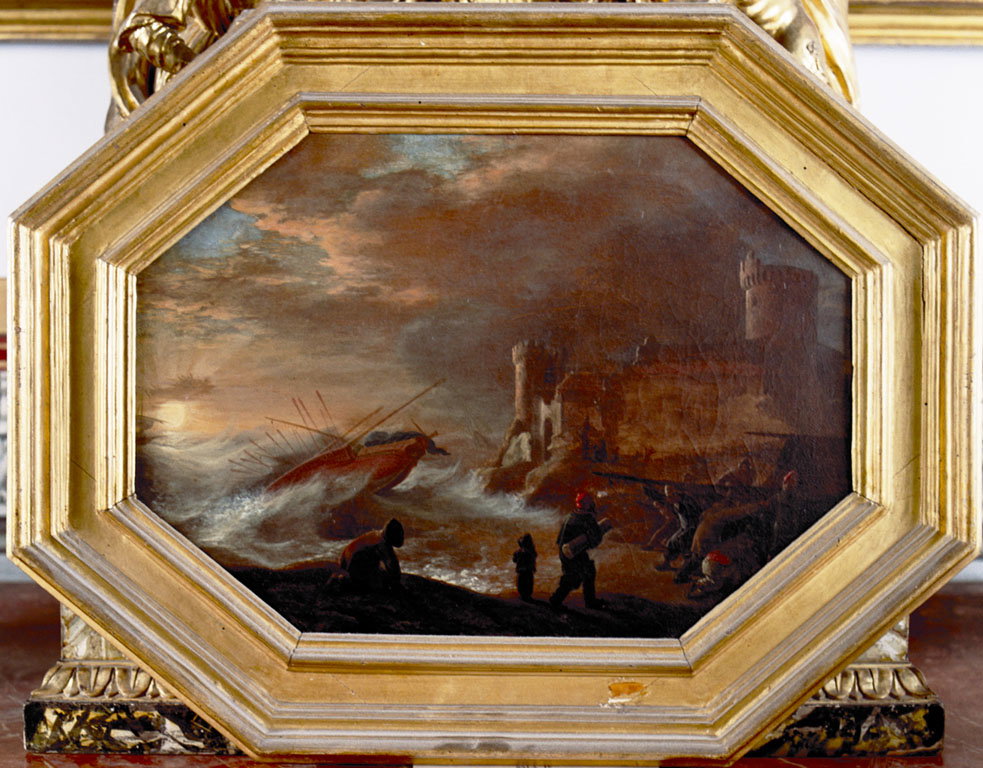 paesaggio marino con naufragio (dipinto) di Van Laer Pieter Jacobsz detto Bamboc